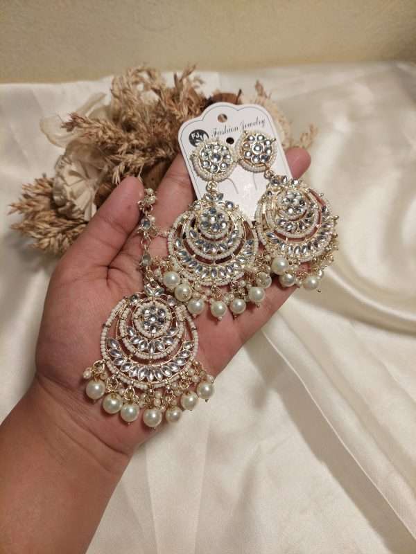 Noor-e-Chand: Pearl Kundan Chandbali Set